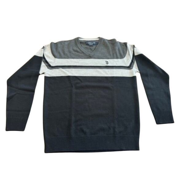"U.S. POLO ASSN." Mens Color Block Acrylic Sweater Preppy Sporty Relaxed Soft - Picture 1 of 9